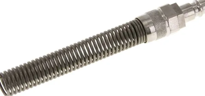 Kupplungsstecker (NW7,2) 12x9mm Schlauch m. Knickschutz, Messing vernickelt