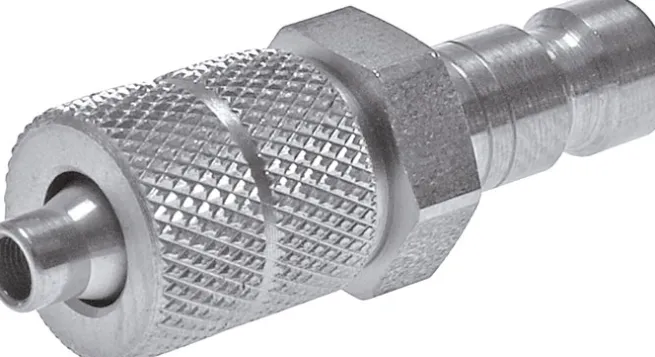 Kupplungsstecker (NW2,7) 6x4mm Schlauch, Messing vernickelt