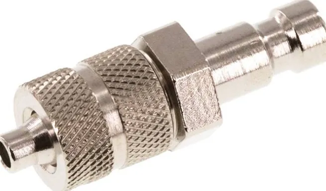 Kupplungsstecker (NW2,7) 4,3x3mm Schlauch, Messing vernickelt