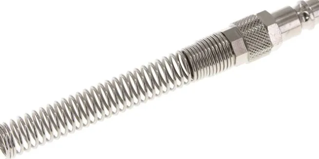 Kupplungsstecker (NW7,2) 10x8mm Schlauch m. Knickschutz, Messing vernickelt