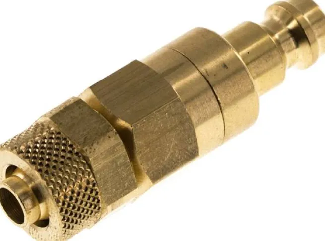 Kupplungsstecker (NW5) 8x6mm Schlauch, Messing, beidseitig absperrend