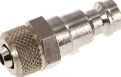 Kupplungsstecker (NW5) 6x4mm Schlauch, Messing vernickelt, Messing vernickelt
