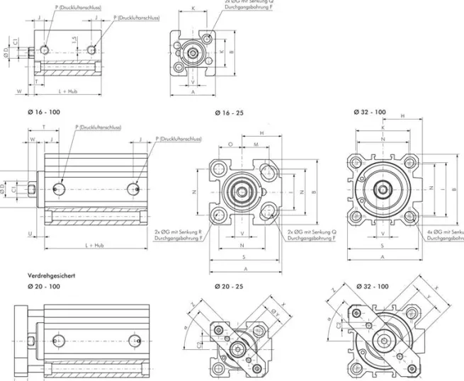 Kurzhubzylinder, einfachwirkend, Kolben 12mm, Hub 10mm