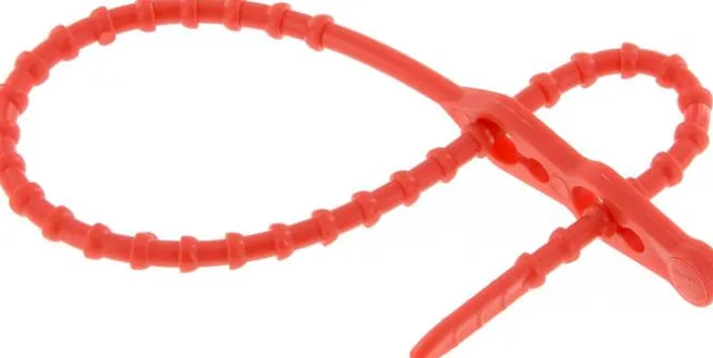 Lösbarer Kabelbinder, 240mm, 2 Befestigungsaugen, rot