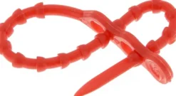 Lösbarer Kabelbinder, 120mm, 2 Befestigungsaugen, rot