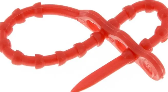 Lösbarer Kabelbinder, 120mm, 2 Befestigungsaugen, rot
