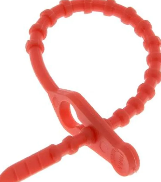 Lösbarer Kabelbinder, 140mm, 1 Befestigungsauge, rot