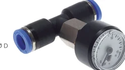 Manometer 0 - 16bar, 6mm Schlauch, IQS-Standard