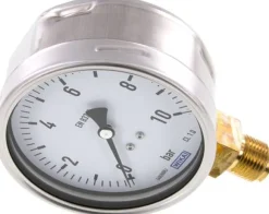 Manometer senkrecht (CrNi/Ms), 100mm, 0 - 10 bar