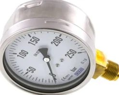 Manometer senkrecht (CrNi/Ms), 100mm, 0 - 250 bar