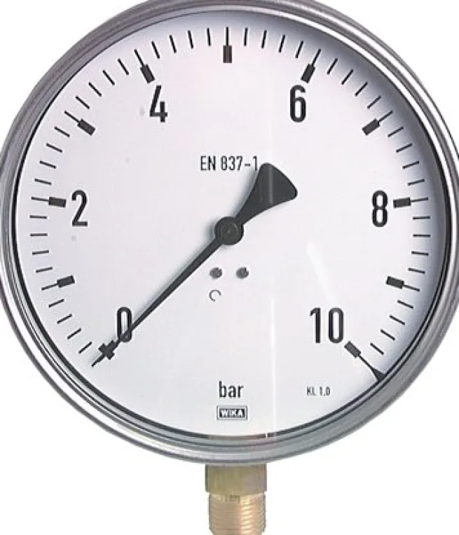 Manometer senkrecht (CrNi/Ms), 160mm, 0 - 160 bar
