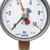 Manometer senkrecht (CrNi/Ms), 100mm, -1 bis 5 bar, mit rückstellbarem Schleppzeiger