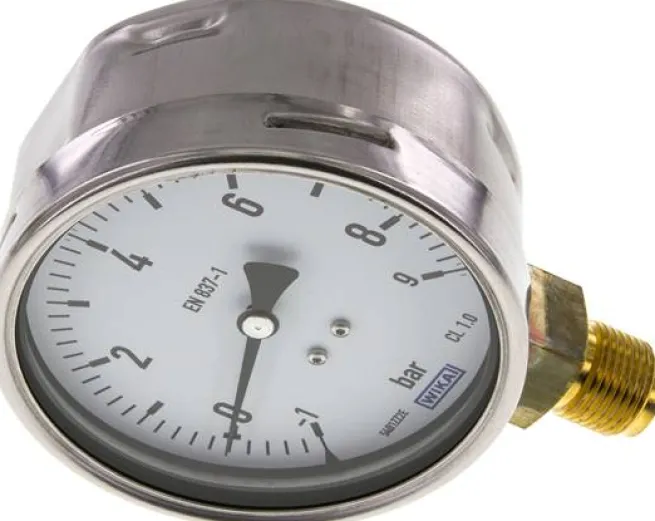 Manometer senkrecht (CrNi/Ms), 100mm, -1 bis 9 bar