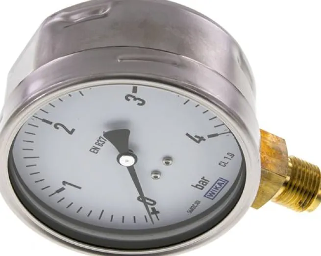 Manometer senkrecht (CrNi/Ms), 100mm, 0 - 4 bar