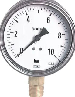 Manometer senkrecht (CrNi/Ms), 100mm, 0 - 1 bar