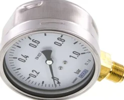 Manometer senkrecht (CrNi/Ms), 100mm, 0 - 1 bar