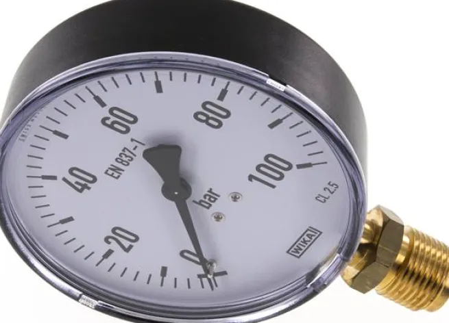 Manometer senkrecht, 100mm, 0 - 100 bar