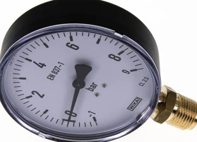 Manometer senkrecht, 100mm, -1 bis 9 bar