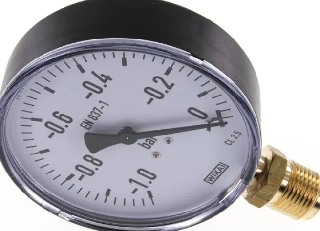 Manometer senkrecht, 100mm, -1 bis 0 bar