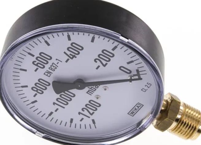 Manometer senkrecht, 100mm, -1200 bis 0 mbar