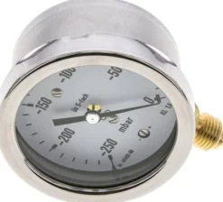 Manometer senkrecht 63mm, -250 bis 0 mbar, G 1/4"