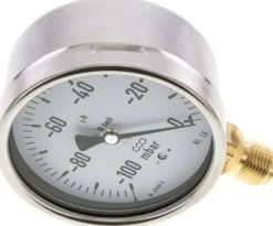 Manometer senkrecht 100mm, -100 bis 0 mbar, G 1/2"