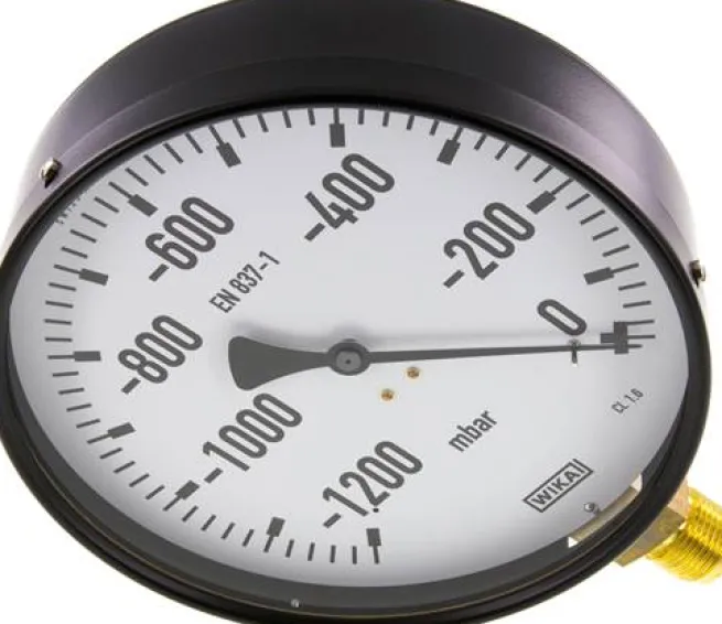Manometer senkrecht, 160mm, -1200 bis 0 mbar
