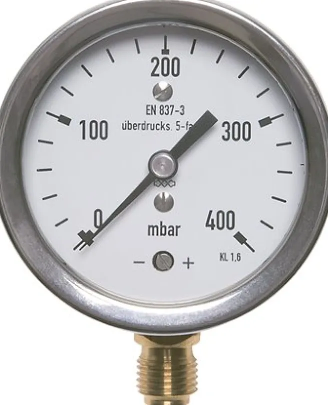 Manometer senkrecht 63mm, -40 bis 20 mbar, G 1/4"