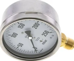 Manometer senkrecht 100mm, 0 - 250 mbar, G 1/2"