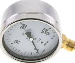 Manometer senkrecht 100mm, 0 - 160 mbar, G 1/2"