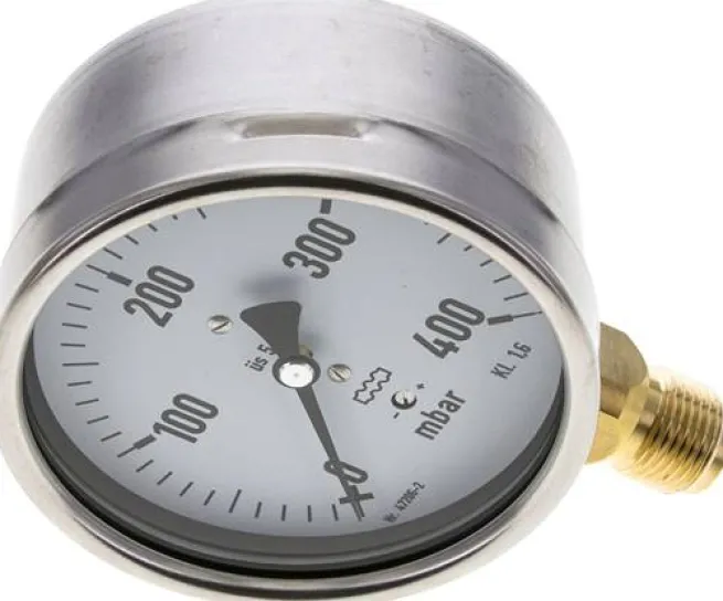 Manometer senkrecht 100mm, 0 - 400 mbar, G 1/2"