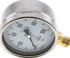 Manometer senkrecht 100mm, 0 - 100 mbar, G 1/2"