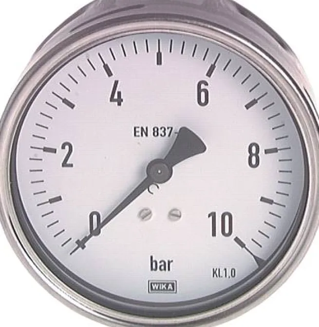 Manometer waagerecht (CrNi/Ms), 100mm, -1 bis 0 bar