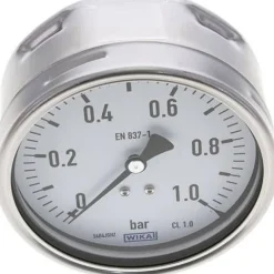 Manometer waagerecht (CrNi/Ms), 100mm, 0 - 1 bar