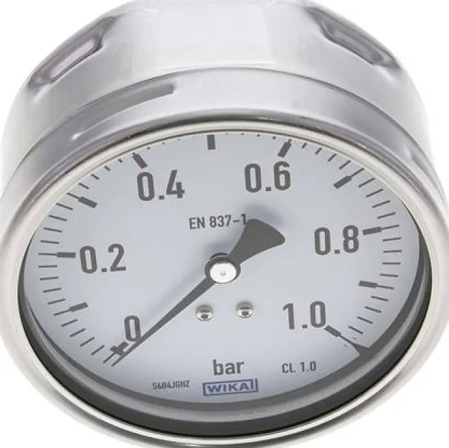 Manometer waagerecht (CrNi/Ms), 100mm, 0 - 1 bar