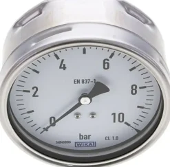 Manometer waagerecht (CrNi/Ms), 100mm, 0 - 10 bar
