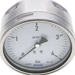 Manometer waagerecht (CrNi/Ms), 100mm, 0 - 4 bar