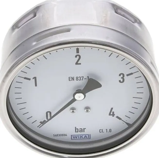 Manometer waagerecht (CrNi/Ms), 100mm, 0 - 4 bar