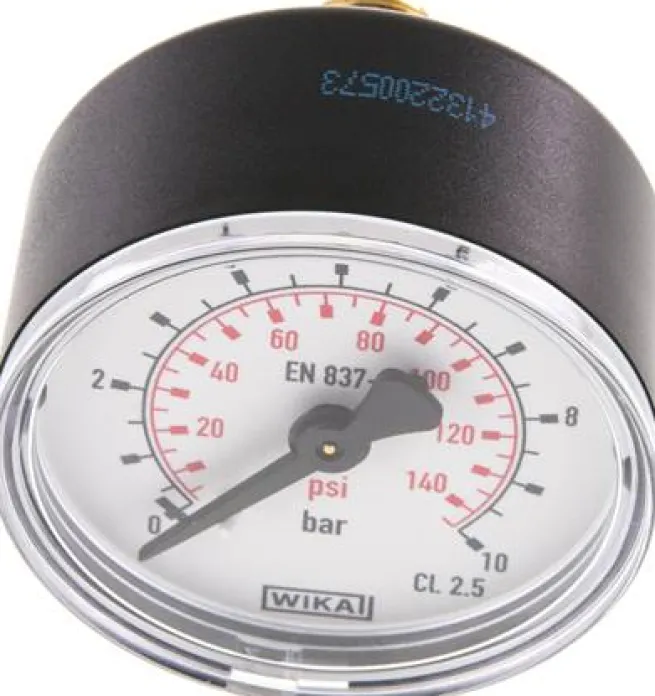 Manometer waagerecht (KU/Ms), 50mm, 0 - 10 bar, G 1/4"