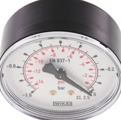 Manometer waagerecht (KU/Ms), 63mm, -1 bis 0 bar, G 1/4"