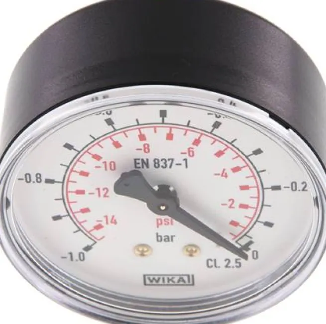 Manometer waagerecht (KU/Ms), 63mm, -1 bis 0 bar, G 1/4"