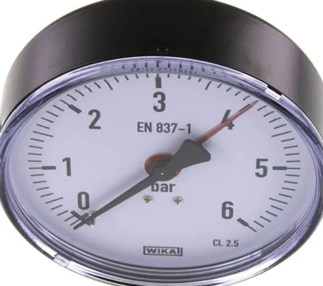 Manometer waagerecht, 100mm, 0 - 6 bar
