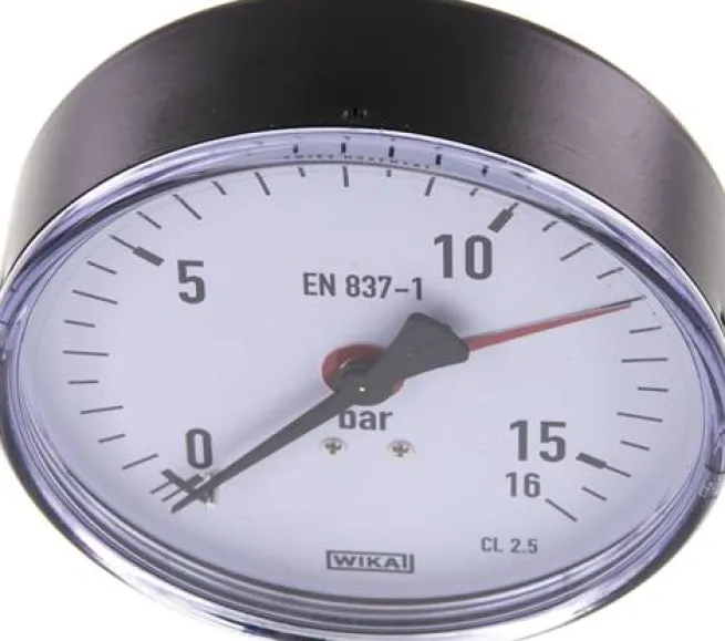 Manometer waagerecht, 100mm, 0 - 16 bar