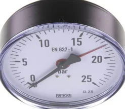 Manometer waagerecht, 100mm, 0 - 25 bar