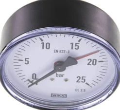 Manometer waagerecht, 80mm, 0 - 25 bar