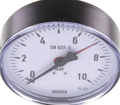 Manometer waagerecht, 100mm, 0 - 10 bar