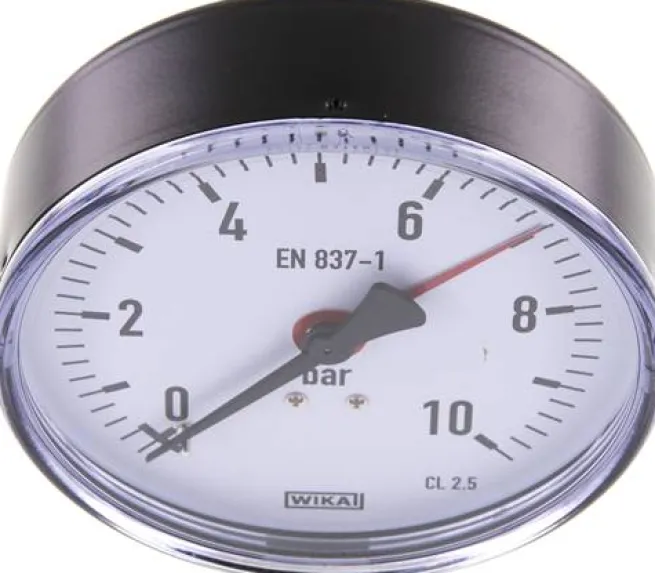 Manometer waagerecht, 100mm, 0 - 10 bar