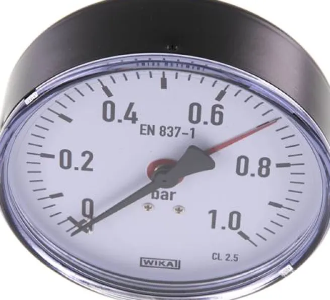 Manometer waagerecht, 100mm, 0 - 1 bar