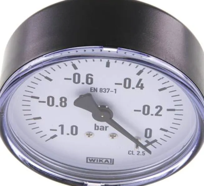 Manometer waagerecht, 80mm, -1 bis 0 bar