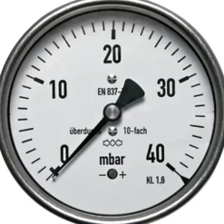 Manometer waagerecht 160mm, -400 bis 0 mbar, G 1/2"